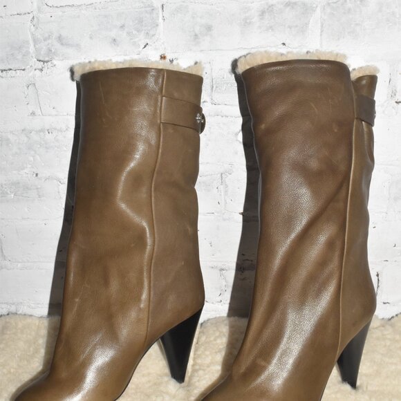 ULLA JOHNSON Stunning Leather Booties with Shearling Line Size Tag: 37 - Picture 2 of 10